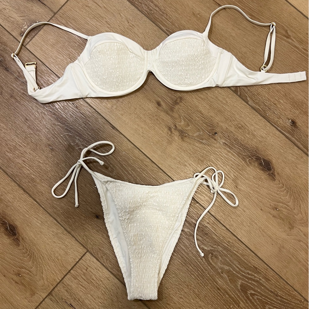 L*Space Marley Smocked Underwire Bikini Top Aubree Side Tie Bottoms